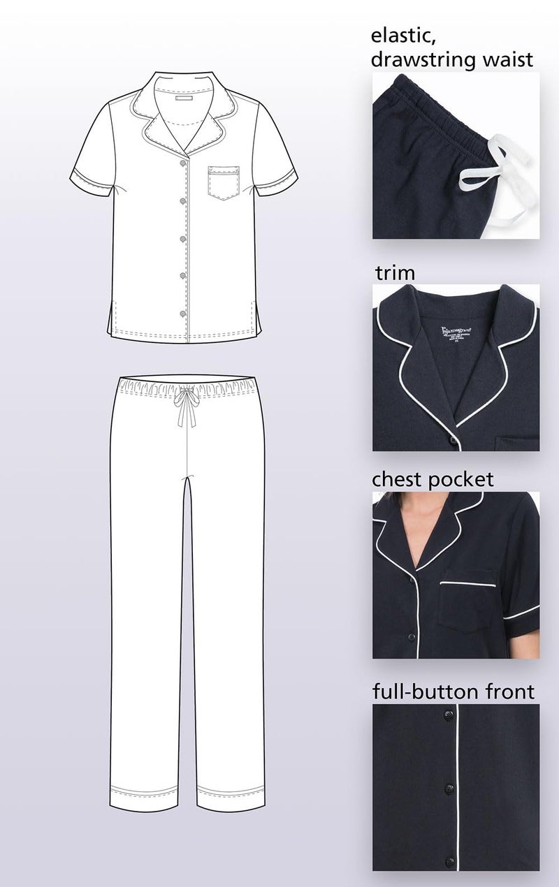 PajamaGram Pajama Set for Women - Black Pajamas for Women, Black, M, 8-10 - Image 5